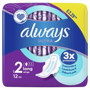 Always Ultra Sanitary Towels Long (Size 2) Wings 12 Pads