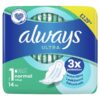 Always Ultra Sanitary Towels Normal (Size 1) Wings 14 Pads