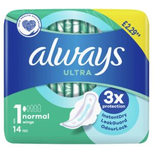 Always Ultra Sanitary Towels Normal (Size 1) Wings 14 Pads