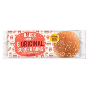 Baker Street 6 Original Burger Buns with Sesame Seeds Pre-Sliced