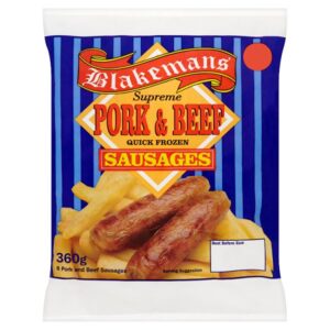 Blakemans Supreme Quick Frozen 8 Pork & Beef Sausages 360g