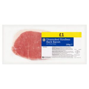 Euro Shopper Unsmoked Rindless Back Bacon 150g £1