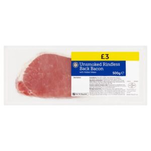 Euro Shopper Unsmoked Rindless Back Bacon 500g £3