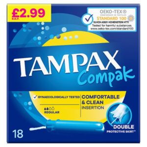 Tampax Compak Regular Tampons With Applicator X18