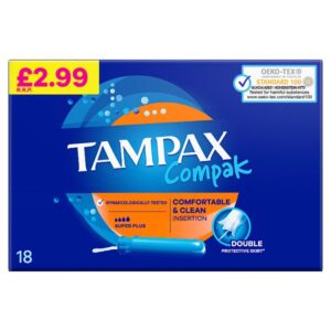 Tampax Compak Super Plus Tampons With Applicator X18