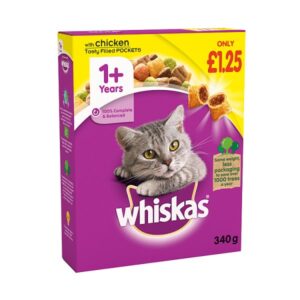 Whiskas Adult Complete Dry Cat Food Biscuits Chicken 340g