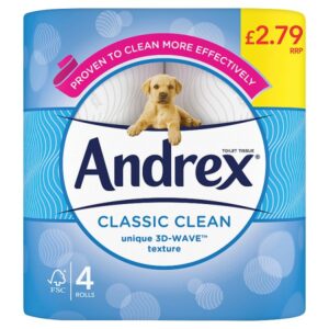 Andrex Classic Clean Toilet Tissue, 4 Toilet Rolls
