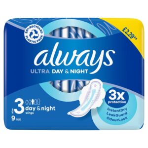 Always Ultra Sanitary Towels Day & Night (Size 3) Wings X9 Pads